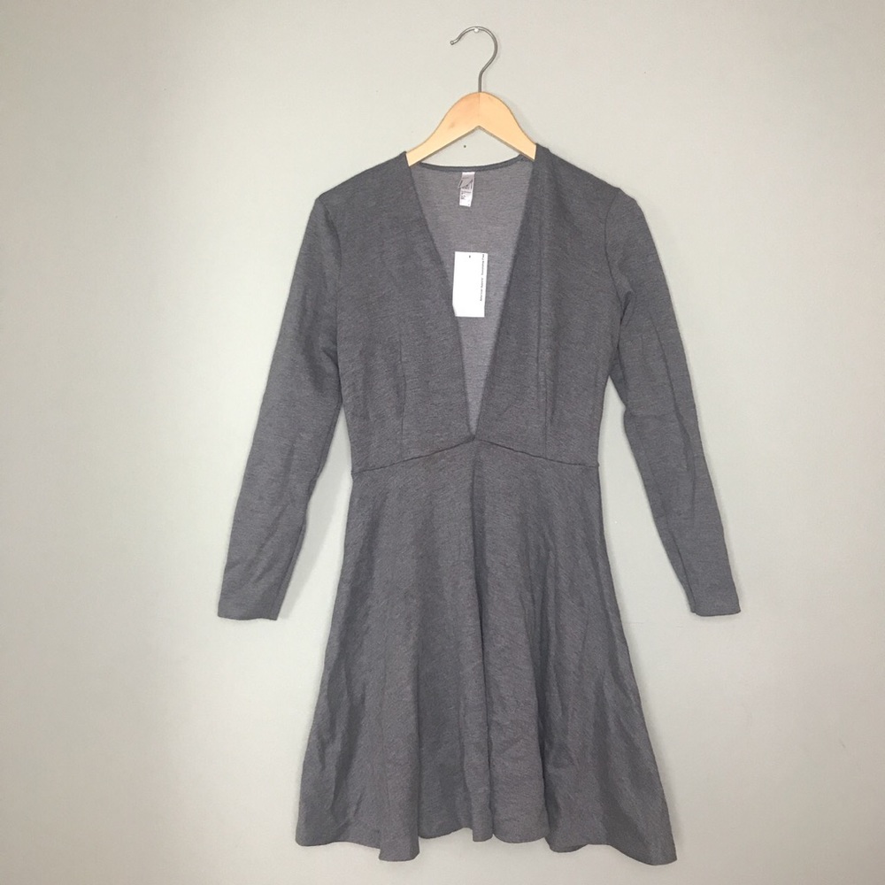 NWT Deep V Skater Dress in Dark Heather Grey
